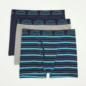 Lucky Brand 3 Pack Cotton Boxer Briefs Blue, Striped Size Small MSRP= $36.50